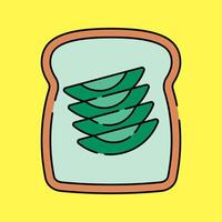 Avocado Toast Flat design style, slice of bread with avocado, representing Australian cuisine, perfect for food illustrations, breakfast designs, and culinary content. vector