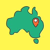 Australia Map Flat design style, green map with location pin, representing the country, perfect for travel guides, tourism materials, and geographic-themed designs. vector