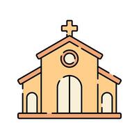 Church Flat design style, a simple Christian church with a cross on top, ideal for religious-themed graphics, Easter posters, and educational materials. vector