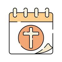 Easter Calendar Flat design style, a calendar with a cross, representing Easter Sunday, suitable for event promotions, religious reminders, and holiday-themed graphics. vector
