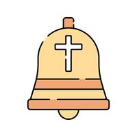 Church Bell Flat design style, a golden bell with a cross, representing church ceremonies and celebrations, perfect for Easter visuals, faith-based projects, and festive graphics. vector