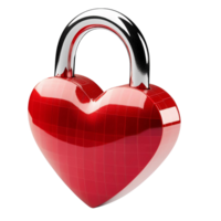 Secure Heart Lock 3D Design on Transparent Background png