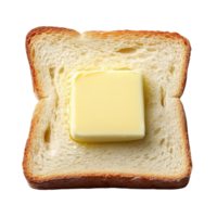 Butter on toast square slice isolated on transparent background png