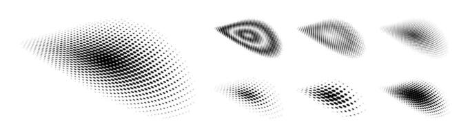 Collection of Black dots halftone design element, Graphic element. vector