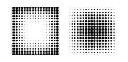 Set of Black dots halftone in Square frame, element. vector