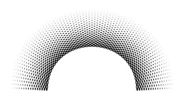 Black dots halftone in Half circle shape, element. vector