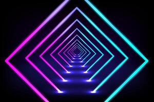illustration of Neon glowing lines and abstract dark gradient background vector