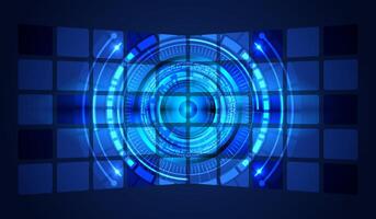 Abstract technology circle blue background with light effect vector