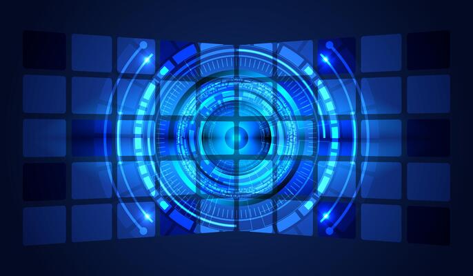 Abstract technology circle blue background with light effect
