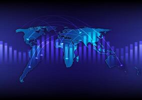 global connection There is a graph on a blue background. vector