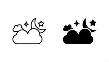 Moon Icon Set, Silhouette Style, on white background vector