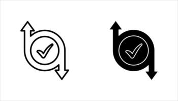 Checking process linear icon set. Successfully checked. Check mark with circle arrows. illustration on white background. vector