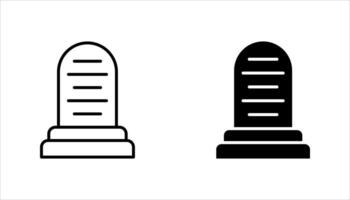 Tombstone icon set, Tombstone linear style sign for mobile concept and web design, Halloween tombstone outline icon, on a white background vector