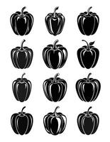 Black and white peppers on a white background vector