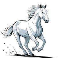 un blanco caballo corriendo en un blanco antecedentes vector