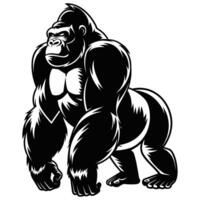 Powerful Gorilla Standing in Minimalist Design. vector