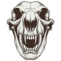 Black Silhouette of a Sabertooth Tiger Skull. vector