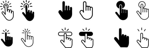 hand cursor symbol, hand click pointer icon, computer mouse click art illustration vector