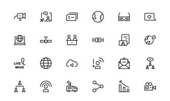 Minimalist Mass Media Icons package. Perfect for News Outlets, Media Campaigns, and Broadcasting Design Systems vector