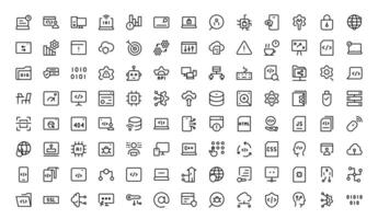 Customizable Coding and Programming Icons set. Graphics for Development, Design Systems, and Tech Workflows vector