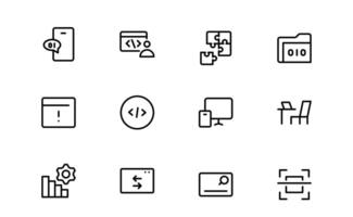 Customizable Coding and Programming Icon bundle. Graphics for Development, Design Systems, and Tech vector
