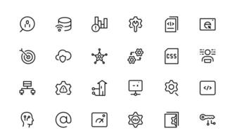 Customizable Coding and Programming Icon lots. Graphics for Development, Design Systems, and Tech Workflows vector