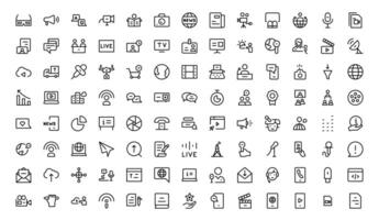 Minimalist Mass Media Icons set. Perfect for News Outlets, Media Campaigns, and Broadcasting Design Systems vector