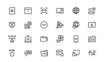 Customizable Coding and Programming Icon pack up. Graphics for Development, Design Systems, and Tech Workflows vector