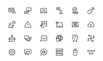 Customizable Coding and Programming Icon Package. Graphics for Development, Design Systems, and Tech Workflows vector