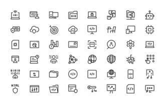 Customizable Coding and Programming Icons collection. Graphics for Development, Design Systems, and Tech Workflows vector