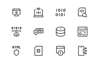 Customizable Coding and Programming Icons. Graphics for Development, Design Systems vector