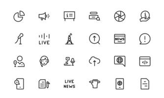 Minimalist Mass Media Icons bundle up. Perfect for News Outlets, Media Campaigns, and Broadcasting Design Systems vector