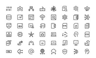 Customizable Coding and Programming Icons bundle. Graphics for Development, Design Systems, and Tech Workflows vector