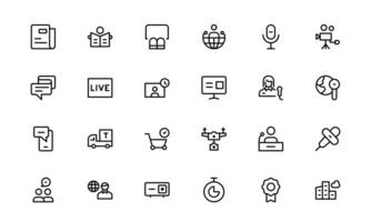 Minimalist Mass Media Icon bundle collection. Perfect for News Outlets, Media Campaigns, and Broadcasting Design Systems vector