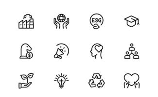 Comprehensive ESG Icon set package vector