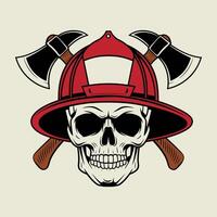 Firefighter Skull with Helmet and Axes Illustration vector