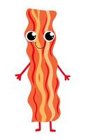 Cartoon characters in the form of a slice of bacon with a smile vector