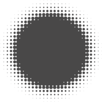 Dotted halftone abstract shape. Blurred shadow. Graphic element circular organic blob with gradation effect png