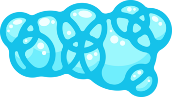 Soap foam bubbles. Cartoon bath suds clouds. Illustration of blue element. Liquid shape of shower gel, shampoo and splashes of detergent png