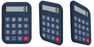 Basic Calculator graphic element from 3 directions, Accounting or mathematics design object vector