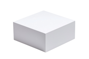 simple white cube on transparency background, ideal for product display or branding. Its clean lines and minimalistic design evoke sense of modernity and elegance png