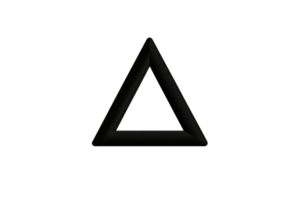 simple black triangle shape on transparency background, representing geometric design and minimalism. This symbol can be used in various contexts, including art and architecture png
