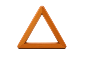 Wooden triangular frame in orange color, perfect for decorative displays or educational purposes. Its geometric shape adds modern touch to any setting png