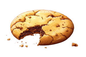 A delicious cookie with bite taken out, showcasing soft texture and chocolate filling, perfect for dessert lovers png