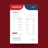 Minimalist red and blue invoice template design vector