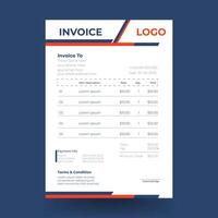Clean red and blue invoice template design vector