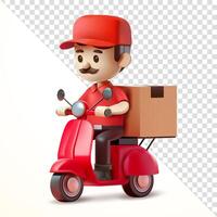 Delivery man riding a scooter, 3d. Suitable for business and design elements vector
