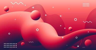 Abstract red wave background. Kids color palette. vector