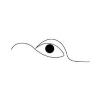 One eye in continuous one line drawing Minimalist eye with black and white background vector