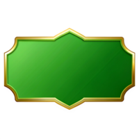 Green Empty Banner Shape with golden outline isolated on transparent background png